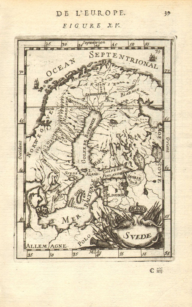SWEDISH EMPIRE. Sweden Finland Livonia Bothnia Baltic. 'Suede'. MALLET 1683 map